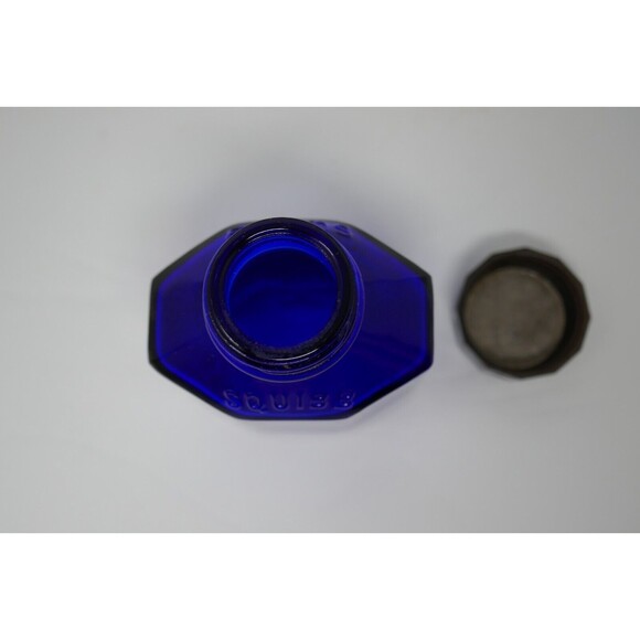 Squibb Vintage Antique Cobalt Blue Embossed Bottle - Picture 7 of 8